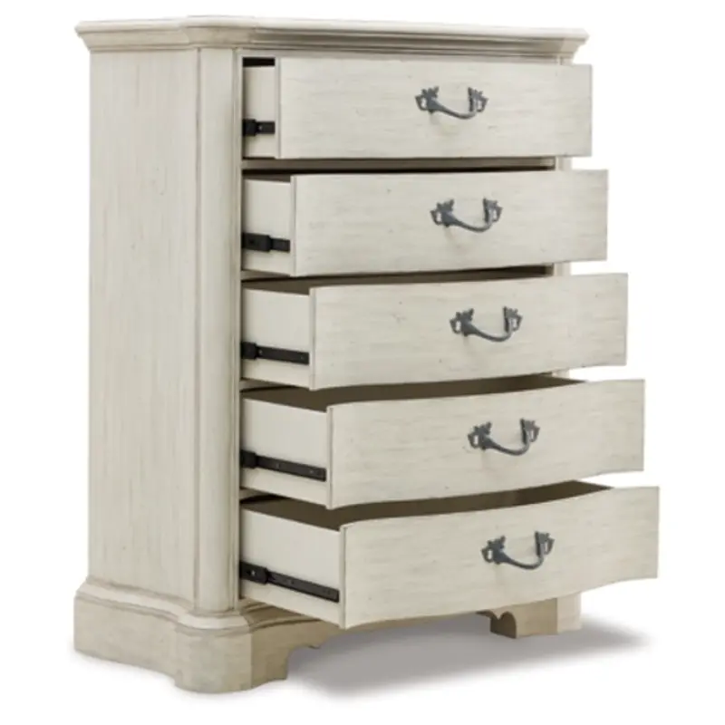 White Traditional 5-Drawer Chest with Dovetail Drawer