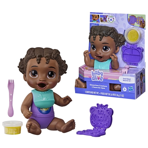 Baby Alive Dinnertime Creations, Black Hair Baby Doll Toys for Girls & Boys 3+