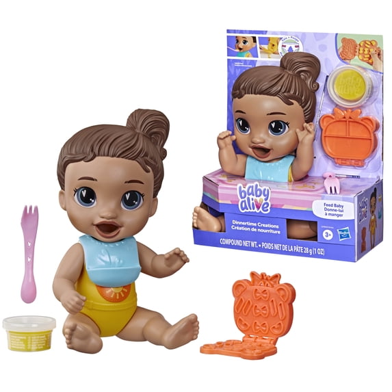 Baby Alive Dinnertime Creations, Brown Hair Baby Doll Toys for Girls & Boys 3+