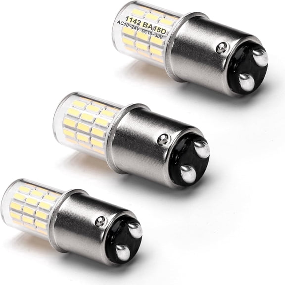 Alide 12V BA15D LED Bright White 6000K, 3W DC Bayonet Bulb Double Contact for RV Camper Trailer Boat Interior Marine Lights,3 pack