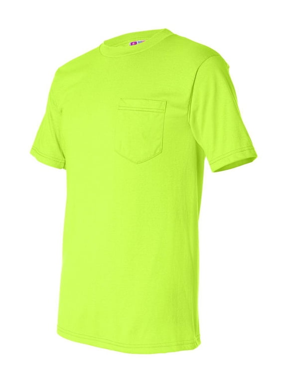 BA1725 Bayside Apparel Mens Pocket Tee Lime Green 3XL