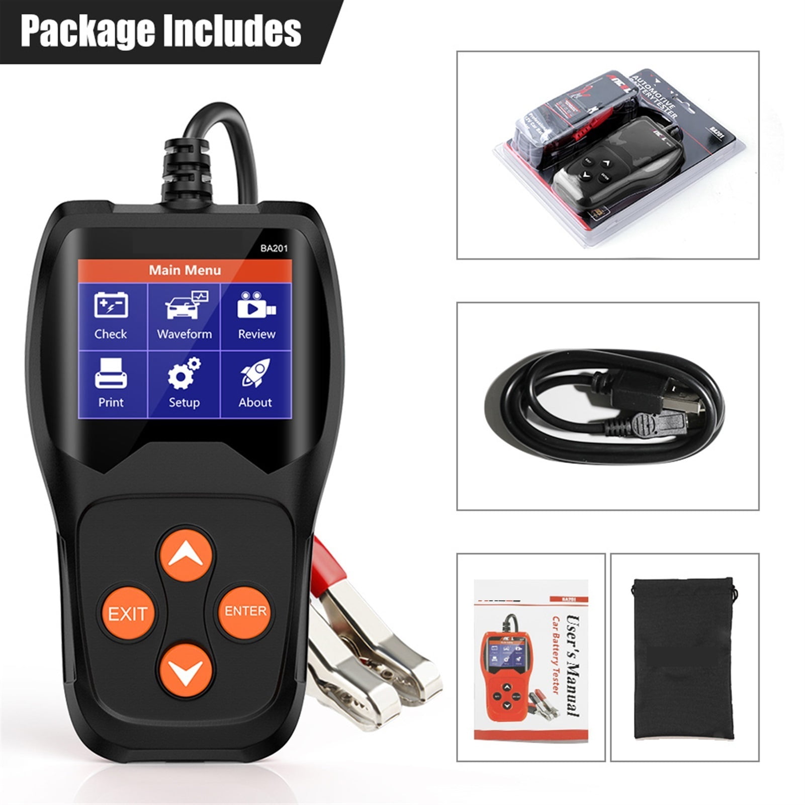 BA201 Car Battery Tester For 12V 2000CCA Load Tester Automotive Voltage ...