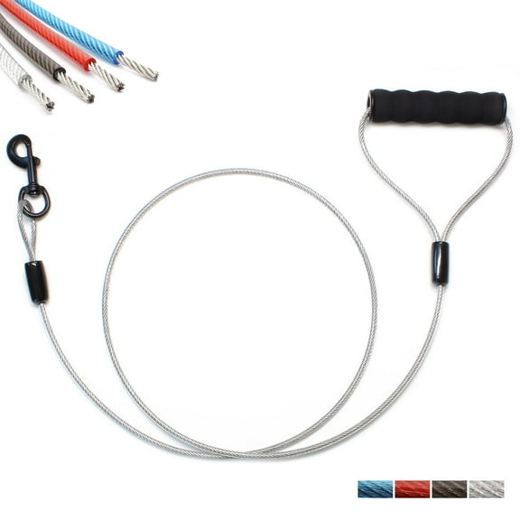BAAPET 5 Feet Chew Proof Dog Leash with Coated Steel Cable and Soft Padded Handle