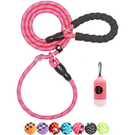 BAAPET 6 Feet Loop Dog Leash, Anti-Choking, Upgraded Durable Rope Cover, Comfortable Padded Handle, Pink