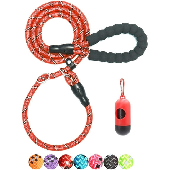 BAAPET 6 Feet Loop Dog Leash, Anti-Choking, Upgraded Durable Rope Cover, Comfortable Padded Handle, Red