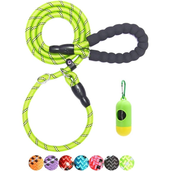 BAAPET 6 Feet Loop Dog Leash, Anti-Choking, Upgraded Durable Rope Cover, Comfortable Padded Handle, Green