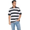 thumbnail image 1 of BAAZ Men's Striped Cotton Pique Polo, Black-White, X-Large, 1 of 6