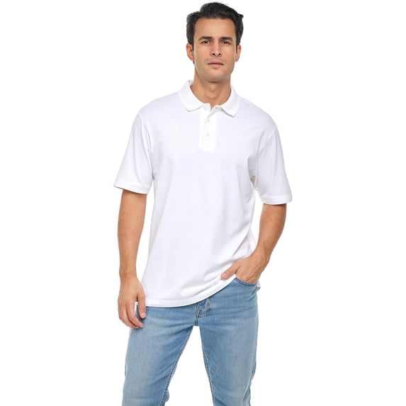 BAAZ Men's Supima Cotton Polo, White, XX-Large