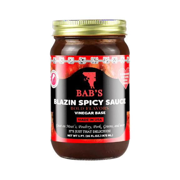 BABS Blazin Spicy Sauce, Gluten Free, 16 OZ Pint, Gluten Free, Clean/Natural Ingredients, Non-GMO, Non Bioengineered