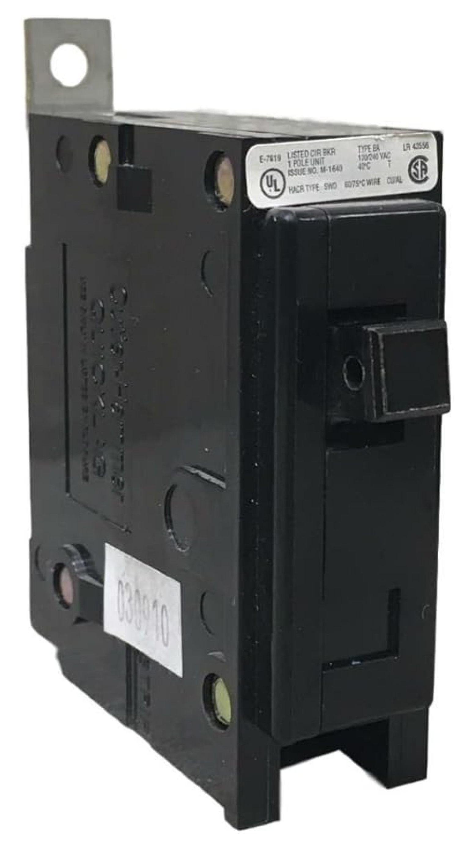 BAB1030 Circuit Breaker - 30 Amp 1-Pole Miniature Industrial Bolt-On Mount - 120/240 Volt Quicklag