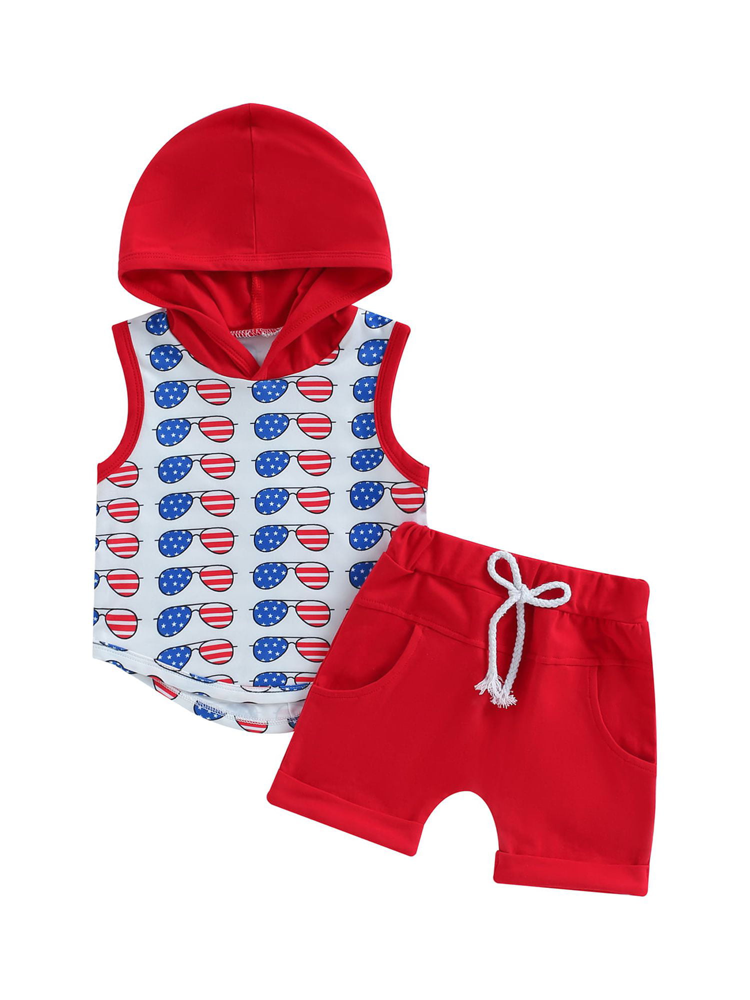 BABAMOON 4th of July Baby Boy Clothes American Flag Sleeveless Hoodie ...