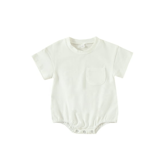 BABAMOON Infant Baby Boy Girl Romper Oversized Short Sleeve Bubble Jumpsuit Solid Color Bodysuit Summer Clothes