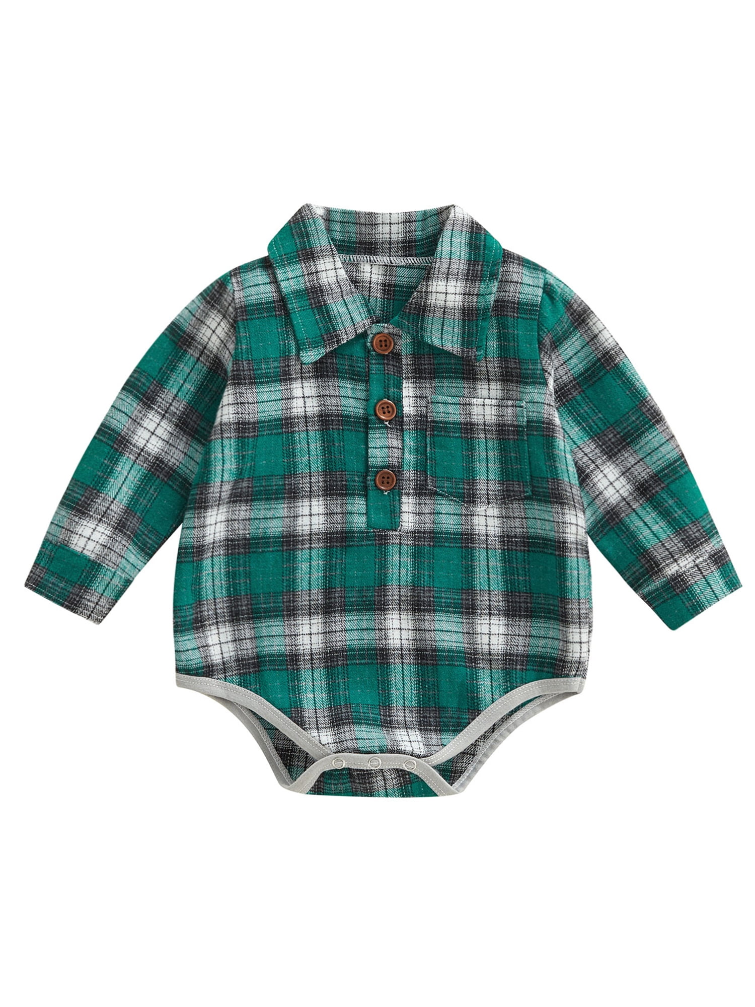 BABAMOON Infant Baby Boy Plaids Button Down Shirt Long Sleeve Lapel