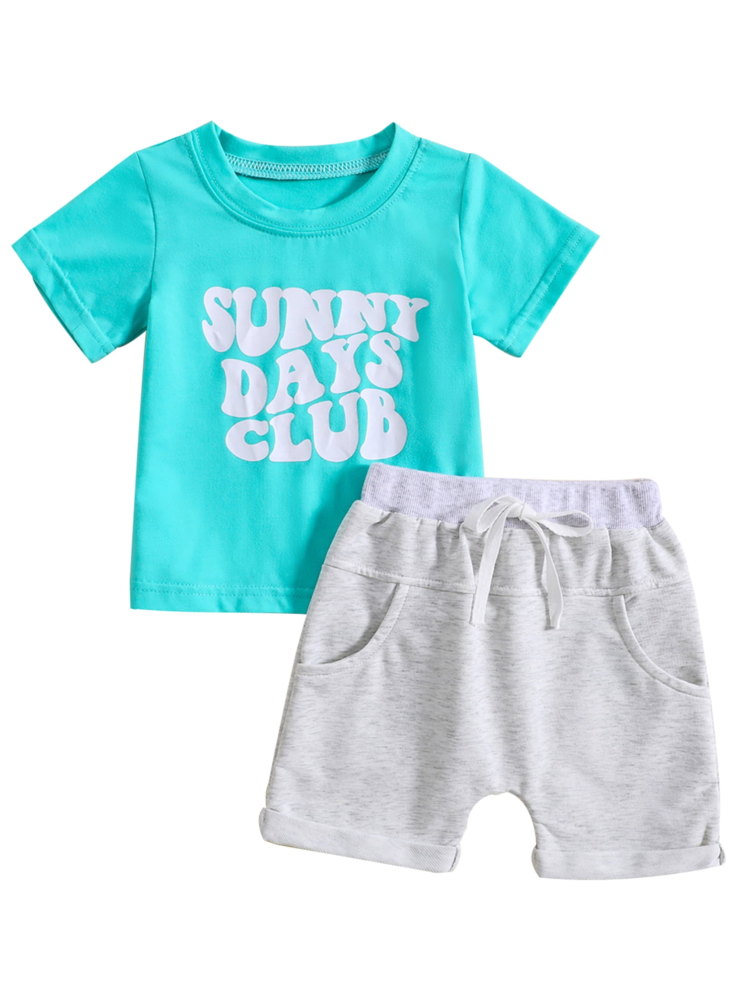 BABAMOON Infant Baby Boys Girls Summer Outfits Short Sleeve Letter T ...