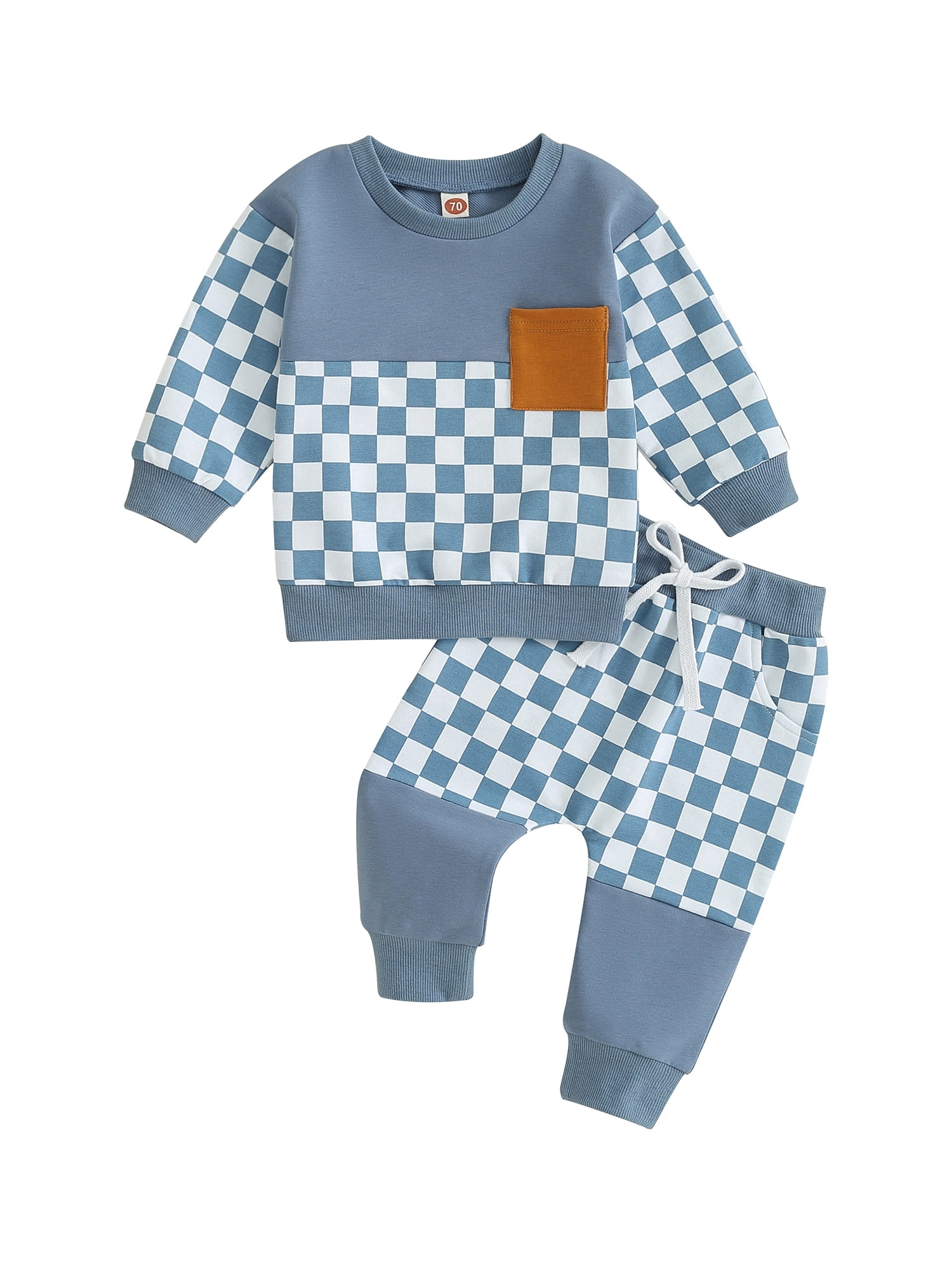 BABAMOON Infant Toddler Baby Boy Fall Outfits Plaids Long Sleeve