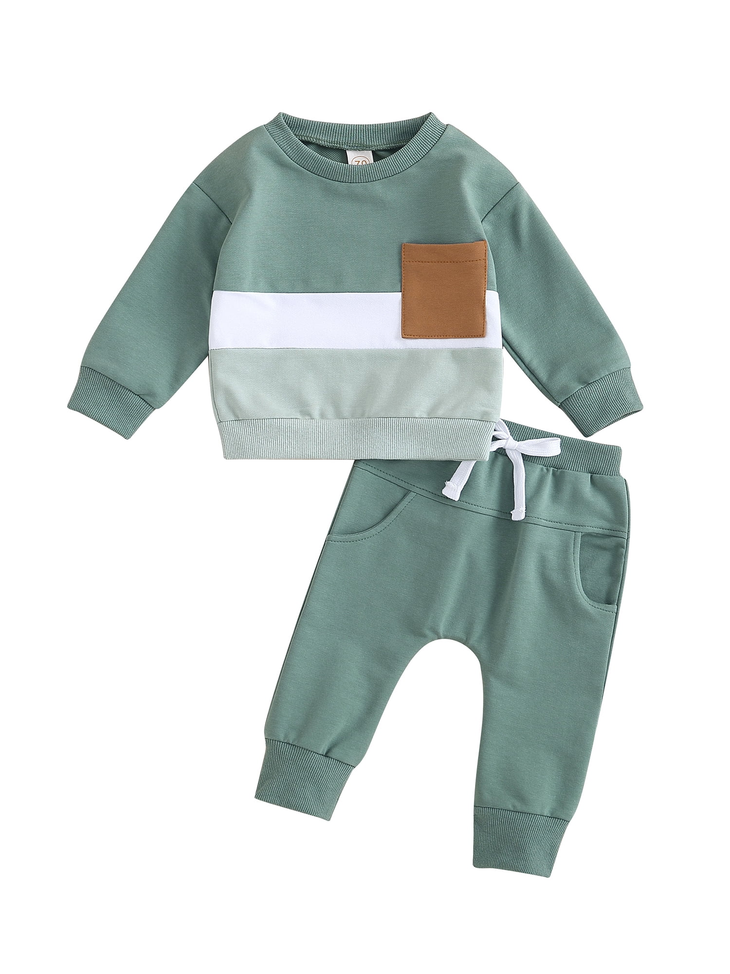 Baby Boy 2-Piece Outfit - 'Daddy's Little Man' Contrast Color Sweatshirt & Pants Set, Fall Winter Clothes
