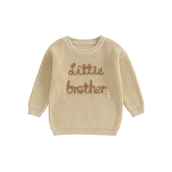 BABAMOON Newborn Baby Boy Sweater Letter Embroidery Long Sleeve Pullover Jumper Tops Fall Winter Clothes