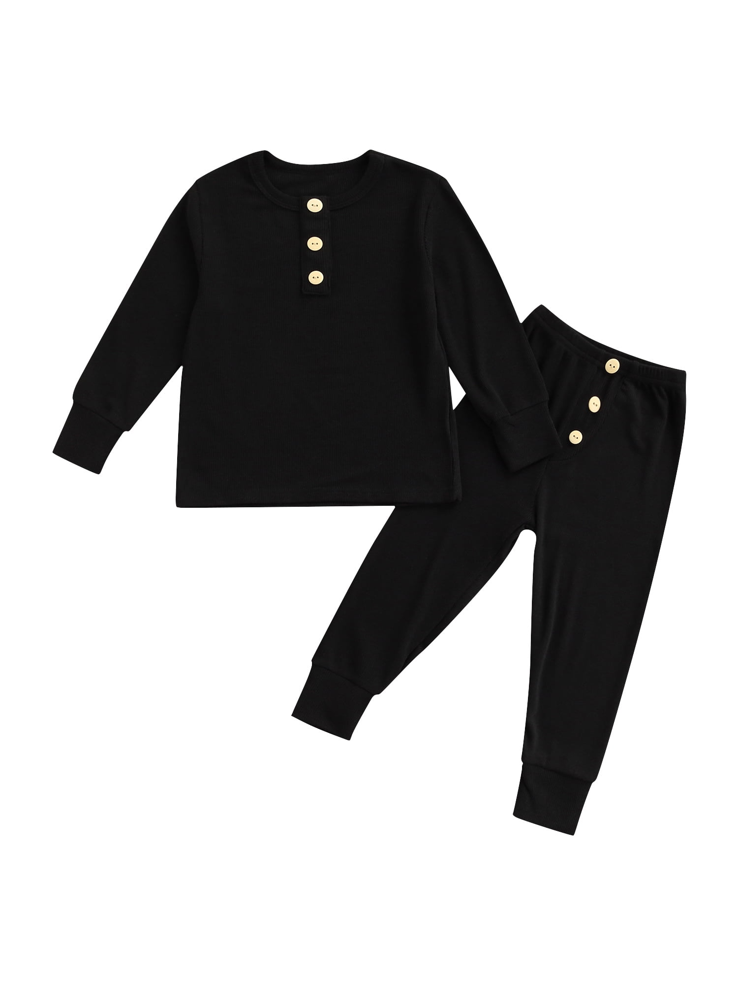 BABAMOON Toddler Baby Boy Girl Pajamas Set Ribbed Knitted Long Sleeve