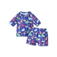 BABAMOON Toddler Baby Boys Dinosaur Print Swimsuit Short Sleeve Rash