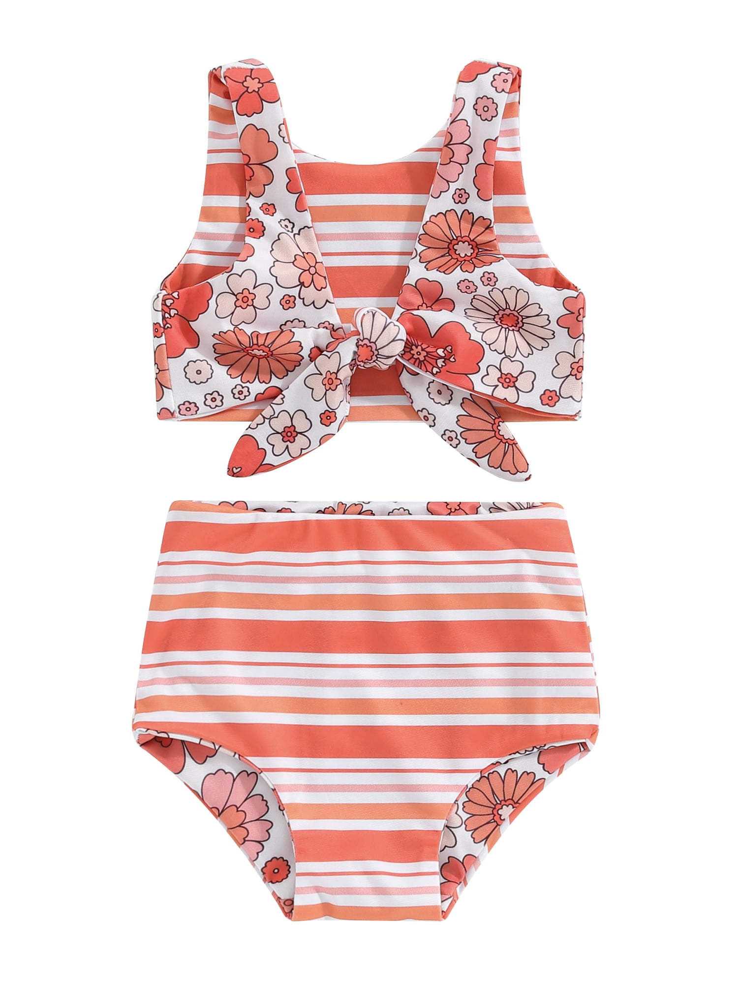 BABAMOON Toddler Baby Girls Two Piece Swimsuits Summer Striped/Floral ...