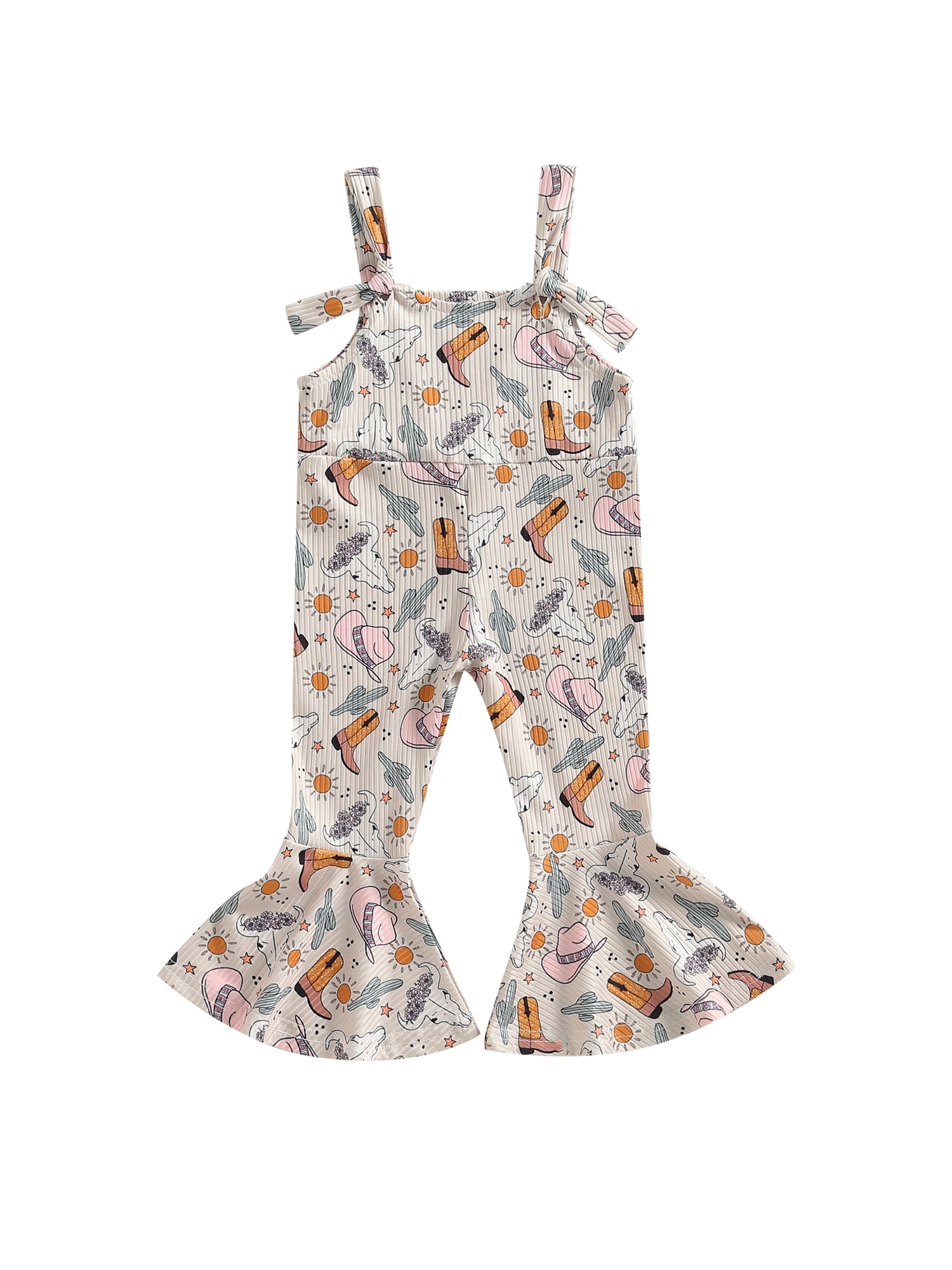 BABAMOON Western Toddler Baby Girl Bell Bottom Jumpsuit Floral