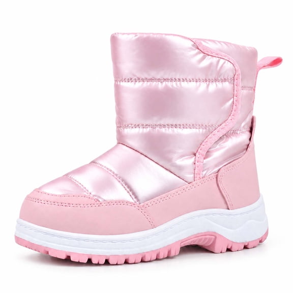 BABAYA Toddler Winter Snow Boots Water-Resistant Warm Faux Lined Booties for Little Kids Girls Boys