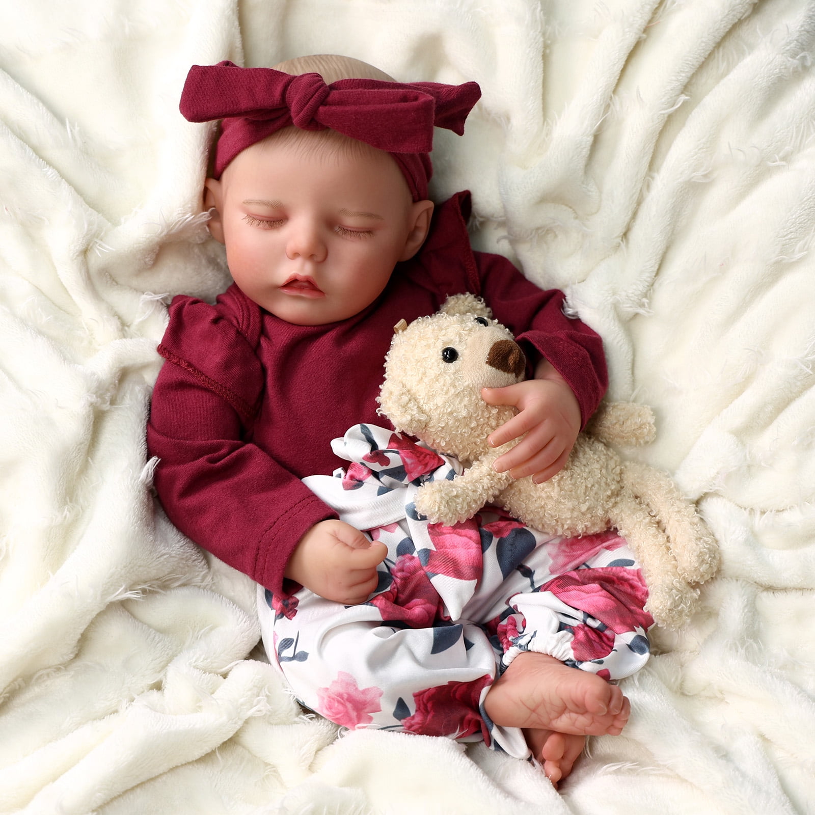 Realistic Baby Doll Ocsdoll Sleeping Reborn Baby Doll Soft Silicone 20 Inch Lifelike S Life Size Baby Doll Weighted Body Newborn Baby Doll Toys For Age 3 Preschool Activity Realistic Baby Dolls-913710