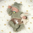 thumbnail image 1 of BABESIDE 20" Adorable Reborn Baby Doll Green Suit Sleeping Infant Boy with Soft Cloth Body Real Life Newborn Baby Dolls with Toy Accessories Gift for Collection & Kids Age 3+, 1 of 7