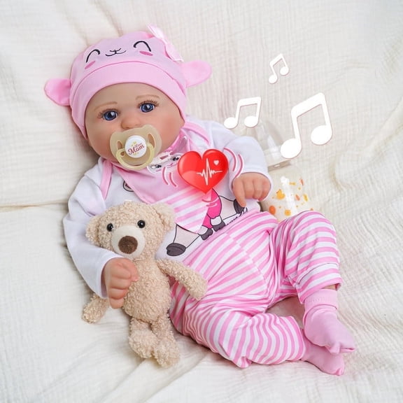 BABESIDE 20 Inch Bailyn Cutest Reborn Baby Doll Kitten Girl with Heartbeat Coos and Breath Real Life Baby Dolls Soft Cloth Body with Gift Box for Kids Age 3+