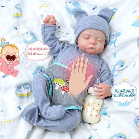 BABESIDE 20 Inch Reborn Baby Doll with Soft Cloth Body and Breath Real Life Baby Dolls Soft Body with Accessories Gift Box for Kids Age 3+