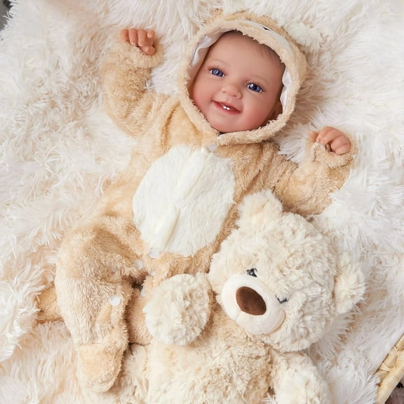 BABESIDE 20 Inch Reborn Dolls Soft Vinyl Doll Newborn Doll Boy Poseable Smiling Dolls with Soft Cloth Body