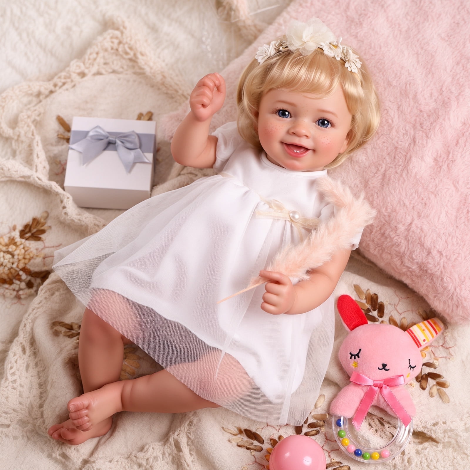 20 Inch Toddler Collector Doll ドール 人形 フィギュア Lifelike Reborn Baby Dolls - Realistic 20-Inch Newborn Doll Cloth Body with  Poseable Limbs and Feeding Kit, Real Life Reborn Baby Doll Gift Set for