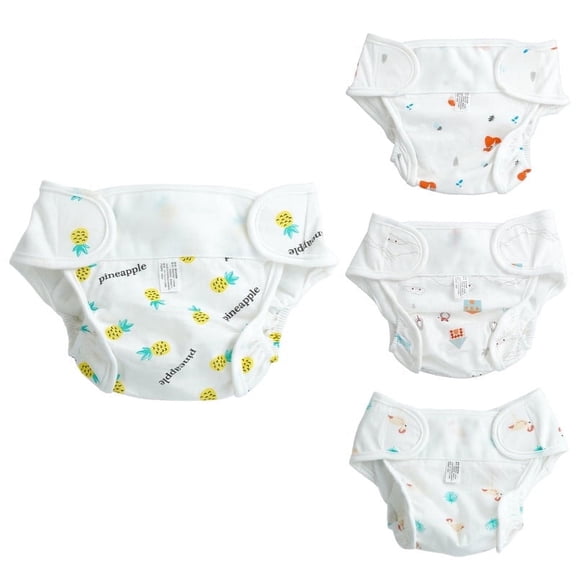 BABESIDE 4 Pcs Reborn Baby Doll Diapers Reusable for 17-24 Inch Baby Dolls, Baby Doll Underwear Doll Diapers with Cute Patterns with Soft Cloth Body