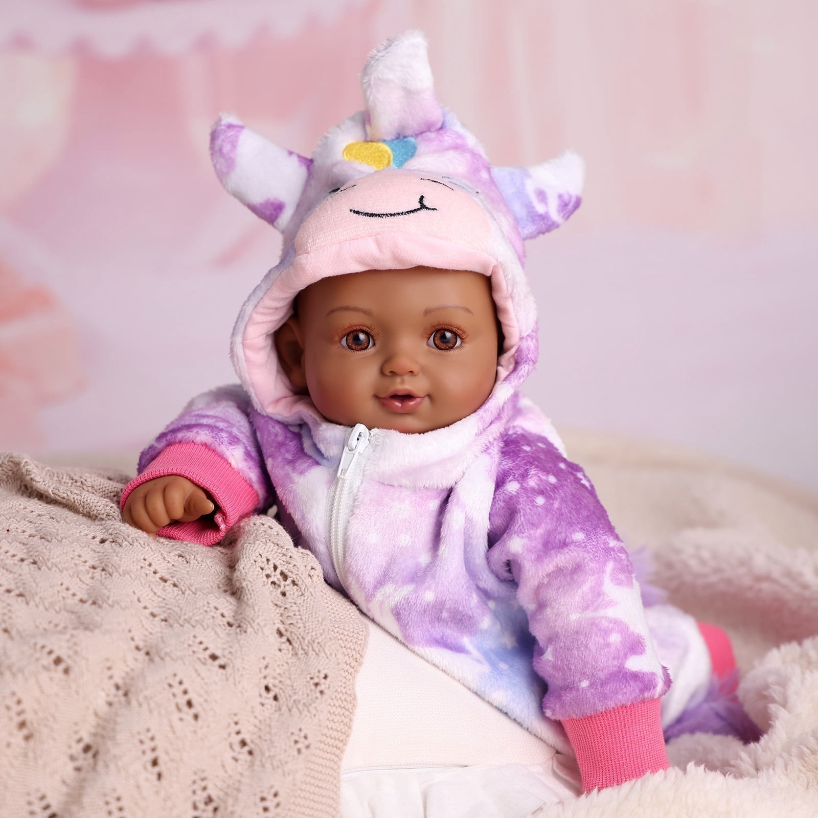 BABESIDE Black Baby Dolls, 17 Inch Cute Soft Body Baby Doll Real Life Baby Dolls with Accessories for 3+ Year Old Girls Gifts, Pretend Play, Collection