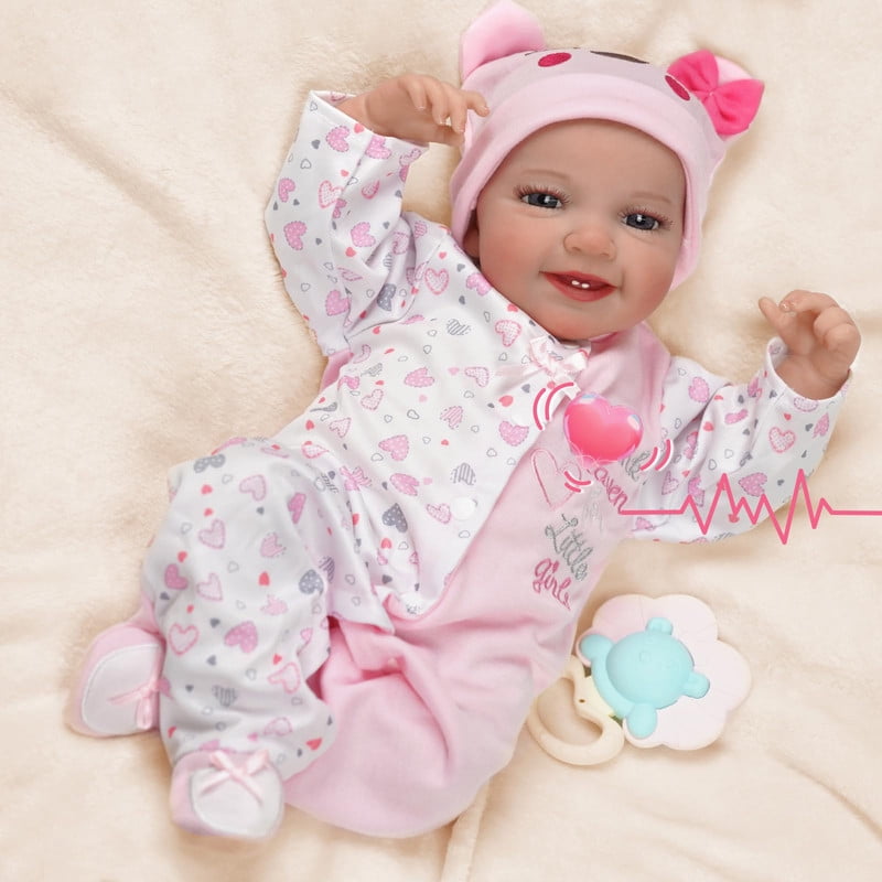 BABESIDE Leen 20'' Lovely Hearts Awake Newborn Baby Girl Sweet Smile ...