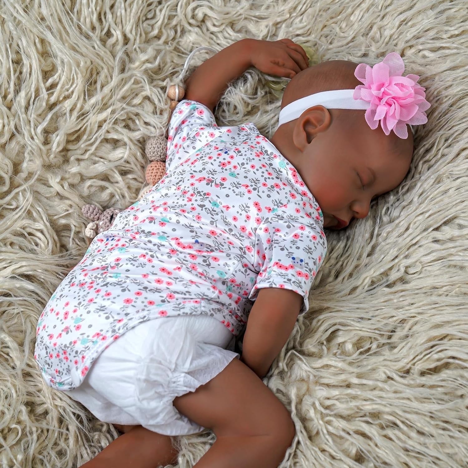 BABESIDE Lifelike Reborn Baby Dolls Black Girl, 20 Inch African American Baby Dolls Sleeping That Look Real with Soft Cloth Body