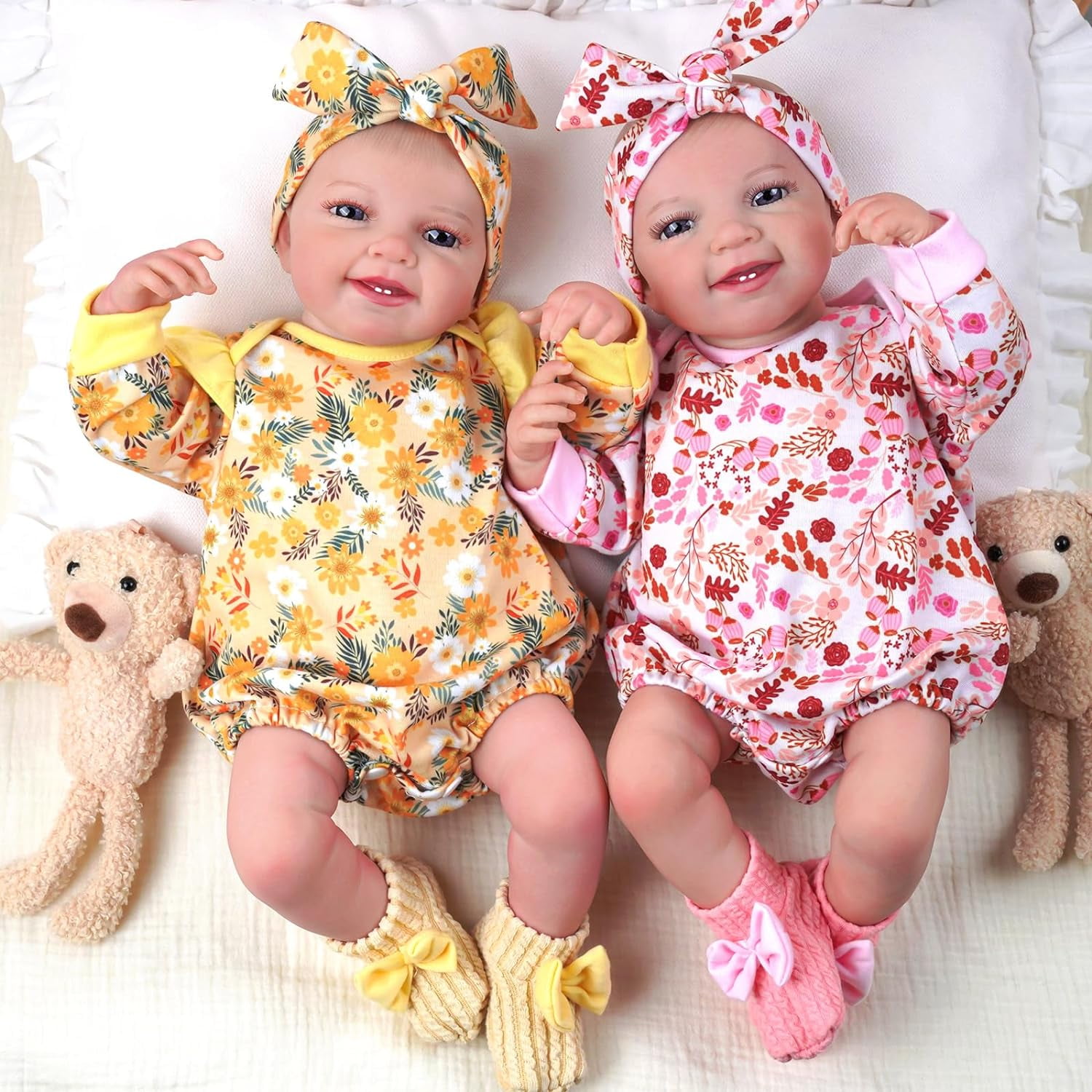 BABESIDE Lifelike Reborn Baby Dolls Twins 20 Inch Sweet Smile Realistic