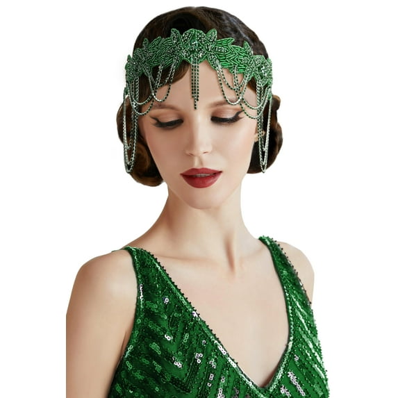 BABEYOND 1920s Flapper Headpiece Roaring 20s Headband Great Gatsby Headband Chain for Women Vintage Hair Accessory