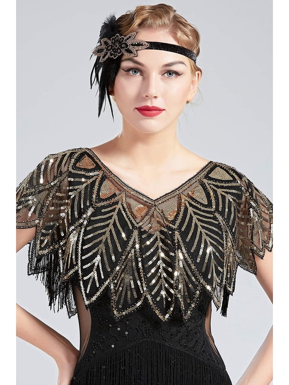 1920s Shawl Wraps Sequin Beaded Evening Cape Bridal Shawl