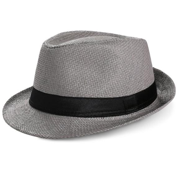 BABEYOND Straw Trilby Fedora Hat for Men-1920s Felt Panama Hat Short Brim Summer Cap with Ribbon