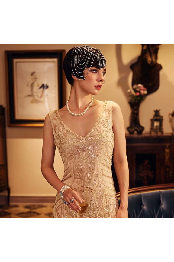 Women's Flapper Dresses 1920s V Neck Beaded Fringed Great Gatsby Dress