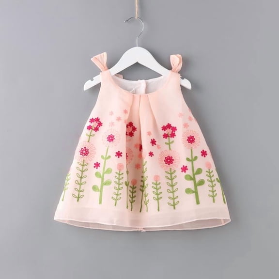 BABIES FLORAL EMBROIDERY BEAUTIFUL SLEEVELESS DRESS