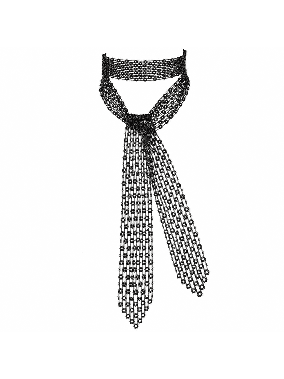 Rhinestone Ties for Women Long Skinny Scarves, Sparkly Glitter Scarf Necktie for Party Wedding Daily