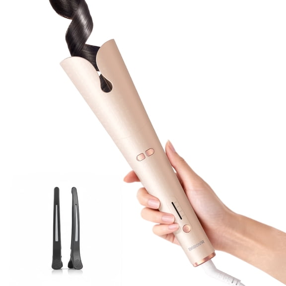 BABONIR 1.25'' Automatic Curling Iron for Beginners - 3 Temp, 2-Way Rotation, Anti-Scald, 500M Ionic, Dual Voltage, Champagne Pink