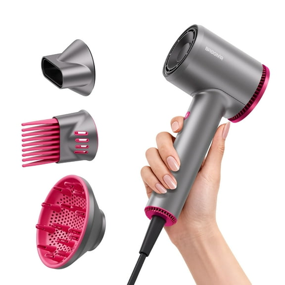 BABONIR 1875W High-Speed Hair Dryer, 110000 RPM Motor for Fast Drying, Ionic & Plasma Tech for Frizz Control, with Diffuser+Concentrator+Comb Nozzle, 5 Heat/2 Speed, Cool Shot, Compact Lightweight fo