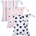 thumbnail image 1 of BABY 3 Cloth Diaper Wet Dry Bags Waterproof Reusable with Two Zippered Pockets Travel Beach Pool Daycare Soiled Baby Items Yoga Gym Bag for Swimsuits or Wet Clothes Small Medium Large 3L-ZM26, 1 of 4