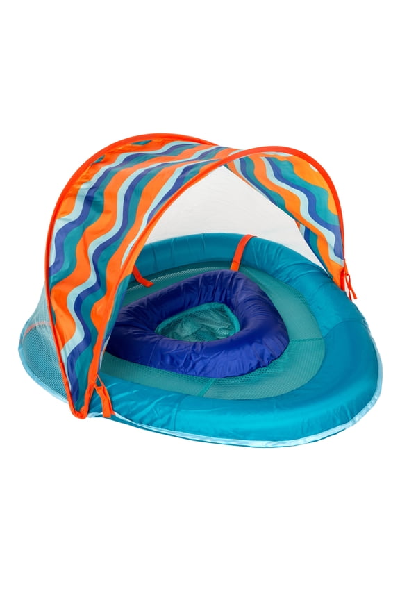 Aqua SwimSchool Grow-with-Me BabyBoat Pool Float for Infants 6-24 Months, Blue