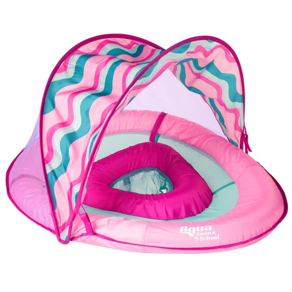 Aqua SwimSchool Grow-with-Me BabyBoat Pool Float for Infants 6-24 Months, Pink