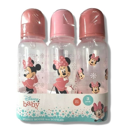 BABY BOTTLE SET 3 - 223 GIRLS - MINNIE MOUSE - PINK MULTI - DISNEY 9 oz BPA FREE