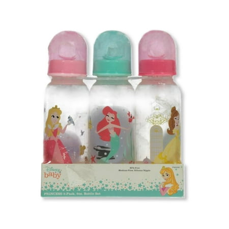 BABY BOTTLE SET 3 - GIRLS - DISNEY PRINCESS AQUA PINK - 9 oz BPA FREE